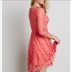 Free People | Pink Floral Mesh Lace Dress